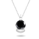 1.25 Cts Round Black Diamond Solitaire Pendant in 14K White Gold