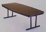 Barricks ECT368 Economy Press-O-Matic Conference Folding Table, 96 x 36, Walnut Laminate Top