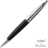 Black Leather and Chrome Ballpoint Pen in Gift Box by Coles Deluxe