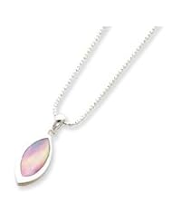 Sterling Silver Pink Shell Pendant W/ 16" Chain