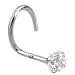 14KT White Gold Nose Ring Screw 3mm CZ 22G