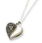 Sterling Silver Marcasite & Mother of Pearl Locket Necklace