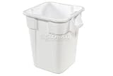 28 Gallon Square Rubbermaid Brute Waste Receptacles - White. Package of 6