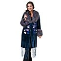 Adrienne Landau Embroidered Crushed Velvet Coat with Fringe