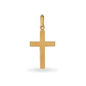Jewelco London 9ct Yellow gold light weight flat cross pendant (0.6g)