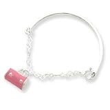 Sterling Silver Pink Enameled Purse Childrens Bangle - 5.5 Inch