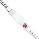 Sterling Silver Non-enameled Medical ID Curb Link Bracelet