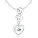 Childrens Jewelry - Aquamarine March Birthstone Double Heart Pendant