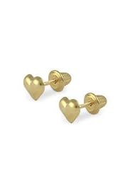 Girls Jewelry - 14K Yellow Gold Heart Childrens Screw Back Earrings