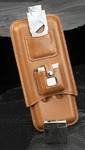 Executive Style Genuine Light Brown Leather 3 Piece Cigar Case Holder, Lighter and Cutter