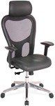 Lorell Executive High Back Black Leather / Mesh Fabric Chair in Black