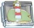 Clearly Charming Red & White Lighthouse Italian Charm Bracelet Link