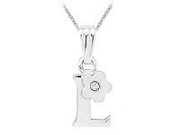 Cheap Girls Jewelry Sterling Silver Diamond Initial L Pendant Girls Necklace (14-16 in) For Sale