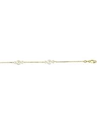 3.0-3.5 And 5.5-6.0 Triple White Freshwater Pearl Bracelet 14K Yellow 07.50 Inch 65764