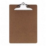 Hardboard Clipboard, 1 Paper Capacity, 9x12-1/2, Brown, Sold as 1 each