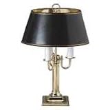 Ledu L567BR 3-Bulb candelabra table lamp, 23 high, black parchment shade, brass base