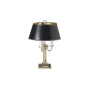 Ledu L567BR 3-Bulb candelabra table lamp, 23 high, black parchment shade, brass base by 