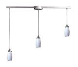 Milan - 3 Light Kitchen Island Pendant Track Lighting Fixture - Brushed Nickel - White Glass - B3292