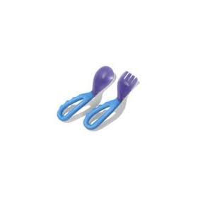 Sassy, Flexi Grip 1 Toddler Fork & 1 Spoon Set - Colors Vary