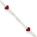 Sterling Silver Enamal Red Heart Childrens Bracelet - 6 Inch - Lobster Claw