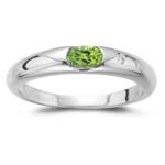 0.01 Ct Diamond & 0.28 Ct Peridot Ring in 14K White Gold