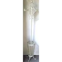 French Cream Ornate Metal Coat and Umbrella Stand