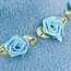 Rosette Plush House Slippers, Blue, 8