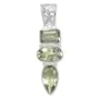 .925 Silver & Green Amethyst 3-Stone Large Pendant