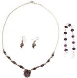 ShalinCraft Bracelet Earring and Necklace Sets Sterling Silver and Amethyst Gemstones Handmade Indian Jewelry (gnklcs272)