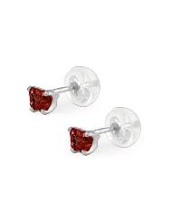 Baby 14K White Gold Garnet C.Z. Butterfly Stud Earrings