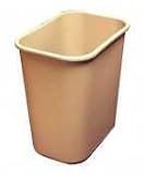 Soft Molded Plastic Wastebasket, Plastic, Rectangular, 3.5gal, Beige