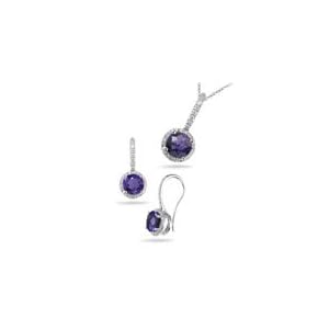 0.39 Cts Diamonds and 3.42 Cts Amethyst Set in 14K White Gold by