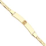 14K Boston Red Sox Sm Pol Logo Id Bracelet W/Anchor Link