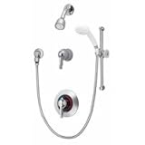 Symmons Temptrol II pressure balancing mixing valve with lever handle, clear flo shower head, wall/hand shower with flexible metal hose and lever diverter 25 500 B30 V STN 11eOadMhKbL. SL160 Symmons Temptrol II pressure balancing mixing valve with lever handle, clear flo shower head, wall/hand shower with flexible metal hose and lever diverter 25 500 B30 V STN