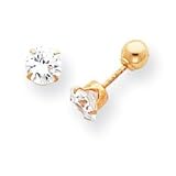 Sardelli - 14k Gold Polished Reversible Cubic Zirconia & 5mm Ball Earrings