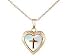 Child Jewelry - 14K Gold Mother of Pearl Cross Heart Locket Necklace (15-inch)