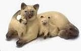 Dollhouse Miniature Siamese Cat with 2 Kittens