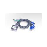 ATEN 4-Port PS 2 Cable-Built-in KVM Switch with Audio Support CS64A (Gray and Purple) by