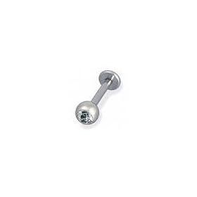 Labret boule strass - Cristal transparent - lobe/t�ton/langue/cartilage/l�vre/Madonna - Acier Chirurgical 316L, 1.6mm x 10mm x 4mm