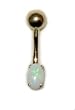 Genuine Opal 14 karat Gold Belly Button Ring October Birthstone