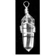 Silver Wire Wrapped Natural Quartz Rock Crystal Point Pendant