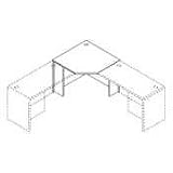 10700 Series Freestanding Corner Unit, Mahogany, 24dx36wx36wx24dx29 1/2h (HON107811NN)