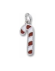 Rembrandt Charms, Colored Candy Cane Charm in Solid Sterling Silver or Gold, Engravable