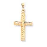 10k Diamond-cut Cross Pendant