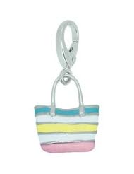 Genuine Zable (TM) Product. 925 Sterling Silver Enamel Beach Bag Charm. 100% Satisfaction Guaranteed.
