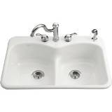 KOHLER K-6626-1-0 Langlade Smart Divide Self-Rimming Kitchen Sink, White On Sale