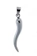 Italian Horn 60 mm Jewelry Pendants 316L Stainless Steel (18"adj 20" inches) Necklace Silk Reinforced