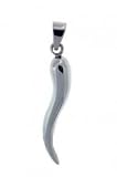 Italian Horn 60 mm Jewelry Pendants 316L Stainless Steel (18"adj 20" inches) Necklace Silk Reinforced