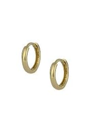14K Yellow Gold Plain Huggie Hoop Earrings For Children