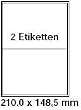 pripa Etikettenformat 210 x 148, 50 Blatt DIN A4 selbstklebende Etiketten. Der Einzelbogen ist aufgeteilt in2 Etiketten pro Bogen = 2 x DIN A5 quer,100Etiketten/Pack.
